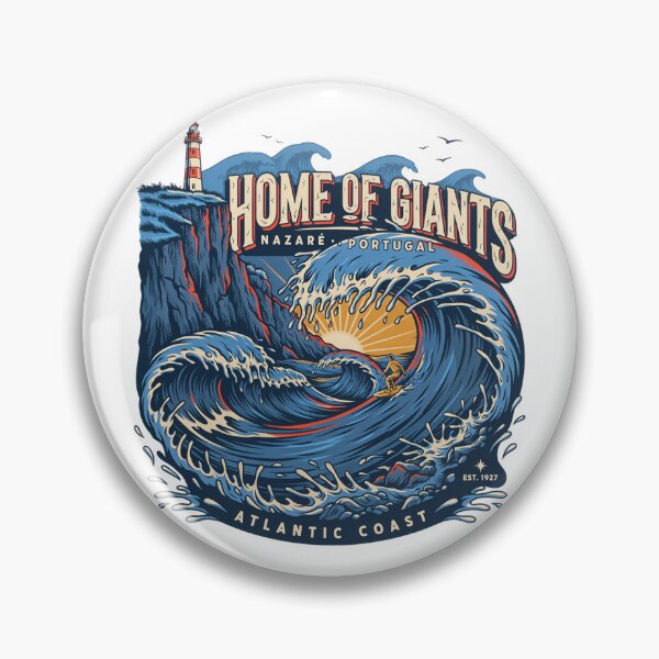 Item preview, Nazare Portugal Home of Giants Surfing Design – Atlantic Coast Giant Waves Vintage Travel Art designed and sold by ArcticFoxStudio.