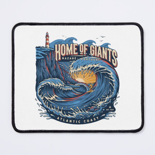 Item preview, Nazare Portugal Home of Giants Surfing Design – Atlantic Coast Giant Waves Vintage Travel Art designed and sold by ArcticFoxStudio.