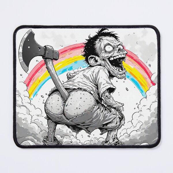 Item preview, Insane Zombie Axe Rainbow Chaos Art designed and sold by ChaoticZenStudio.