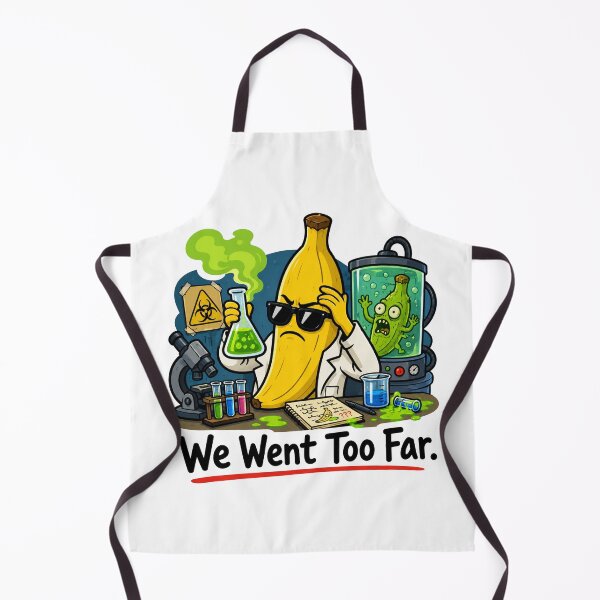 Item preview, We Went Too Far Funny Banana Science Meme Design designed and sold by MonkiFlipp.