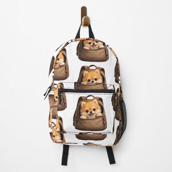 Item preview, Cute Pomeranian Peeking Out of Backpack – Adorable Fluffy Dog Travel Art | Pomeranian Gift designed and sold by irfanshikh.