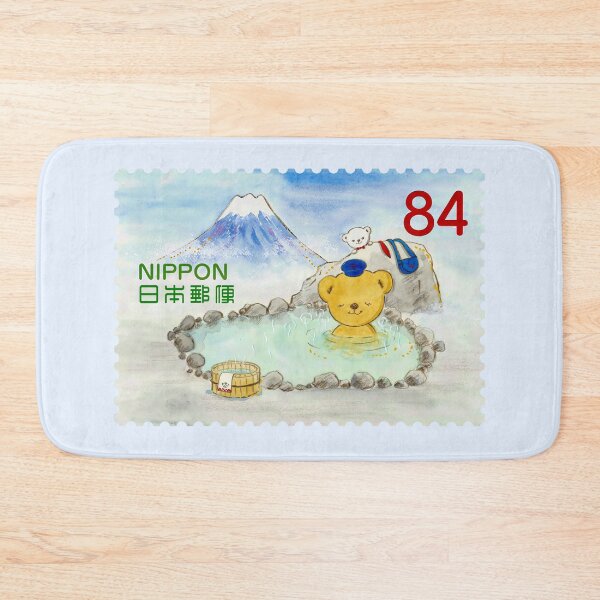 Item preview,  Posukuma Bear Hot Spring (Onsen) & Mount Fuji postage stamp designed and sold by Schulz Lightprint Studio.