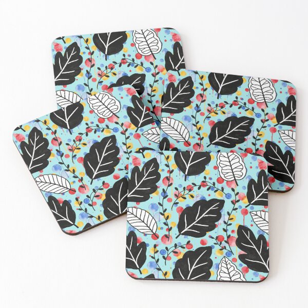 Item preview, Bold Botanical Leaves Sky Blue Background Pattern designed and sold by wissal.studio.