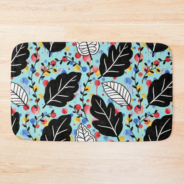 Item preview, Bold Botanical Leaves Sky Blue Background Pattern designed and sold by wissal.studio.