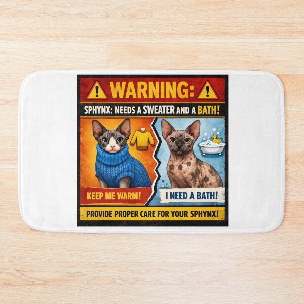 Item preview, WARNING: Sphynx: Needs a sweater and a bath designed and sold by Beluga Cat.