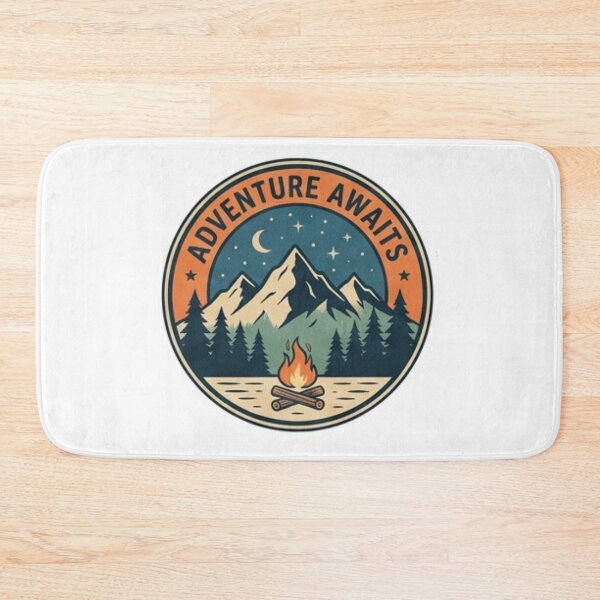 Item preview, Adventure Awaits Vintage Mountain Campfire Retro Travel Badge designed and sold by Rehnair.