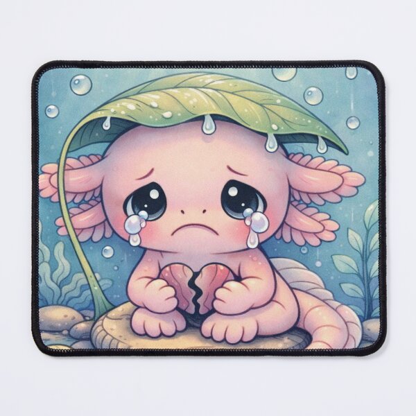 Item preview, Sad Axolotl with Broken Heart - Kawaii Tears designed and sold by ImagineNature.