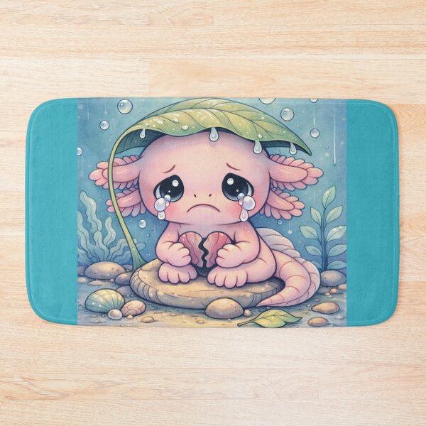 Item preview, Sad Axolotl with Broken Heart - Kawaii Tears designed and sold by ImagineNature.