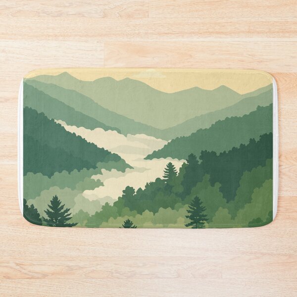 Item preview, Misty Green Forest Valley Vector landscape  Illustration designed and sold by BrownHorse90s.