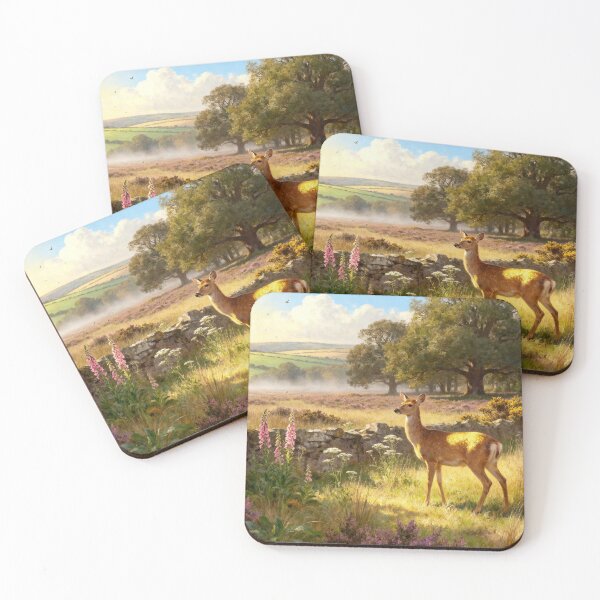 Item preview, New Forest Deer - Hampshire Summer Countryside Painting designed and sold by QuietCanvasArtworks.