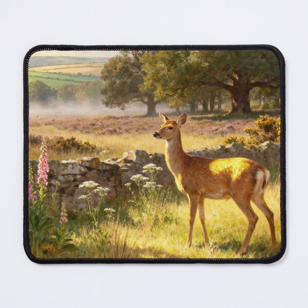 Item preview, New Forest Deer - Hampshire Summer Countryside Painting designed and sold by QuietCanvasArtworks.