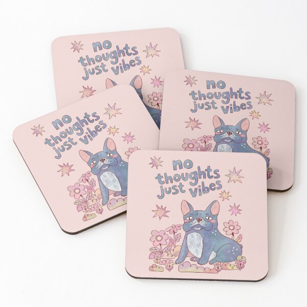 Item preview, No Thoughts Just Vibes Funny Blue French Bulldog Quote designed and sold by Itouchedabee.