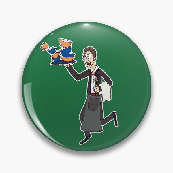 Item preview, Funny Waiter Balancing Tea Cups Sticker | Clumsy Restaurant Humor designed and sold by MyxaART.