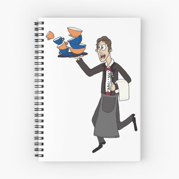 Item preview, Funny Waiter Balancing Tea Cups Sticker | Clumsy Restaurant Humor designed and sold by MyxaART.