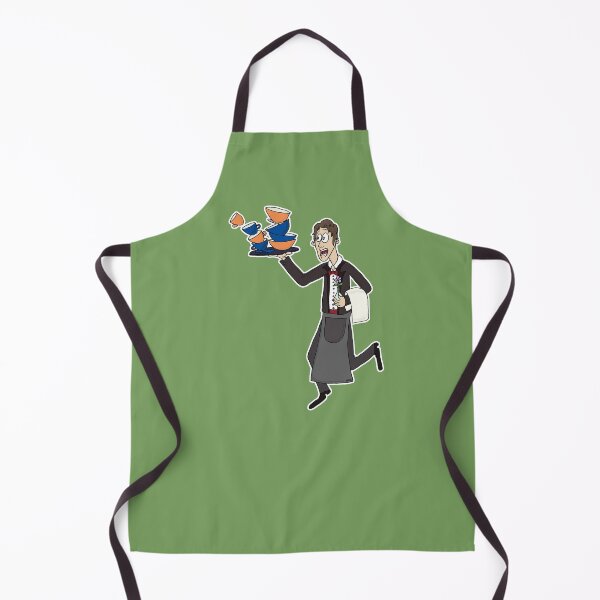Item preview, Funny Waiter Balancing Tea Cups Sticker | Clumsy Restaurant Humor designed and sold by MyxaART.
