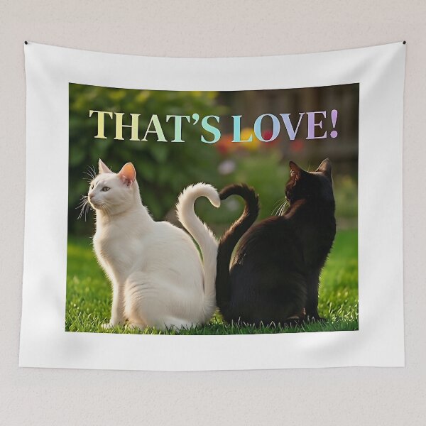 Item preview, Yin and Yang Heart Tails Cat Couple. Cute love design. designed and sold by ToxicInkArt.