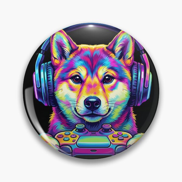 Item preview, Pop Art Shiba Inu Gamer Dog - Neon Colorful Gaming Cyberpunk designed and sold by Pfotenfaden.