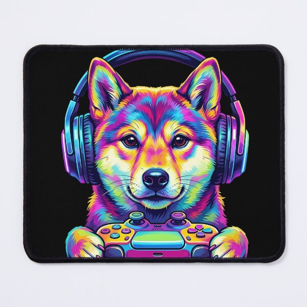 Item preview, Pop Art Shiba Inu Gamer Dog - Neon Colorful Gaming Cyberpunk designed and sold by Pfotenfaden.