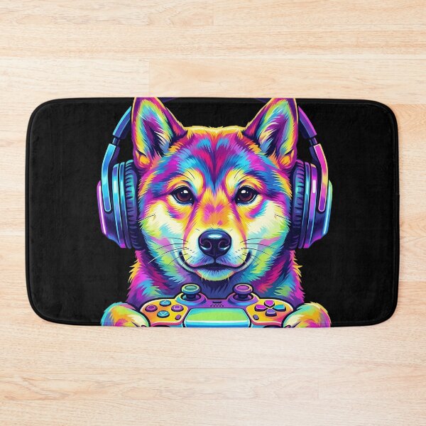 Item preview, Pop Art Shiba Inu Gamer Dog - Neon Colorful Gaming Cyberpunk designed and sold by Pfotenfaden.