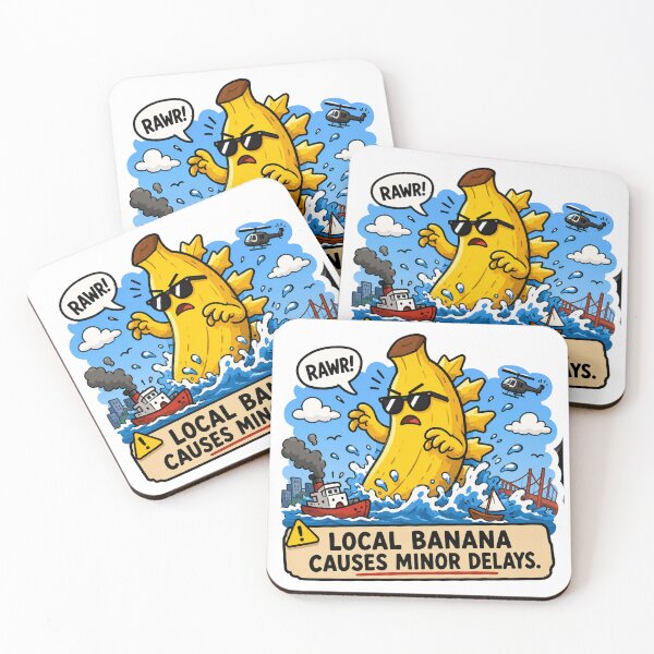 Item preview, Local Banana Causes Minor Delays Funny Kaiju News Meme Design designed and sold by MonkiFlipp.