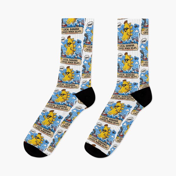 Item preview, Local Banana Causes Minor Delays Funny Kaiju News Meme Design designed and sold by MonkiFlipp.