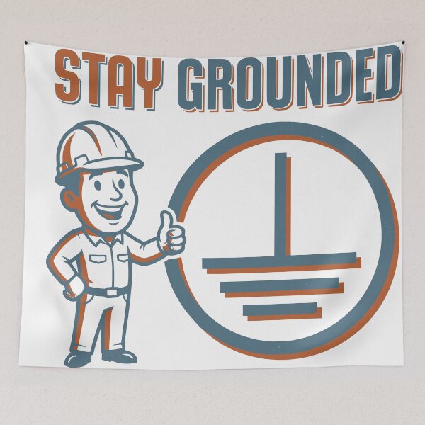 Item preview, Stay Grounded - Funny Retro Electrician Ground Symbol Gift designed and sold by Sekla-Studio.