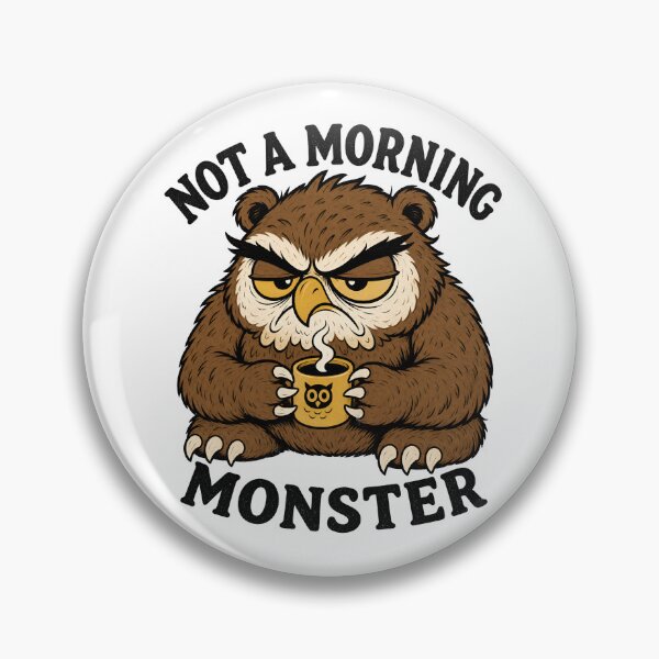Item preview, Not A Morning Monster Grumpy Owlbear Coffee Fantasy Design designed and sold by Fenay Designs.