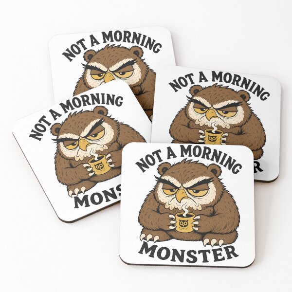 Item preview, Not A Morning Monster Grumpy Owlbear Coffee Fantasy Design designed and sold by Fenay Designs.