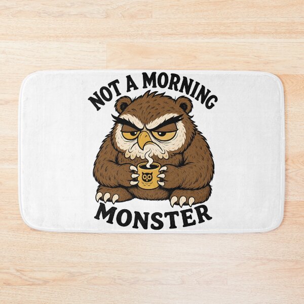 Item preview, Not A Morning Monster Grumpy Owlbear Coffee Fantasy Design designed and sold by Fenay Designs.