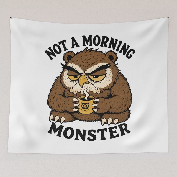 Item preview, Not A Morning Monster Grumpy Owlbear Coffee Fantasy Design designed and sold by Fenay Designs.