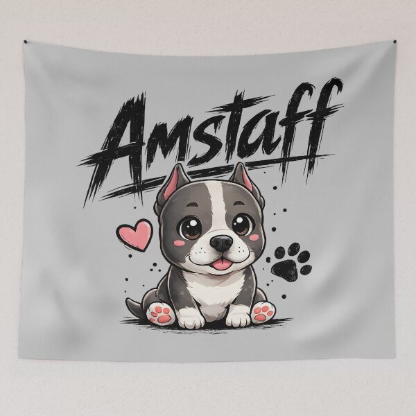 Item preview, Cute Amstaff Puppy Love – Kawaii American Staffordshire Terrier Illustration designed and sold by blankTeeShirt.