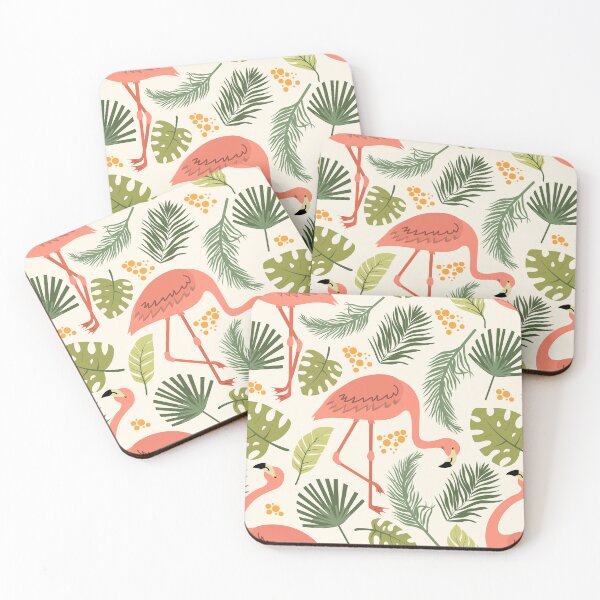 Item preview, Flamingo with tropical leaves designed and sold by SaturnO27.