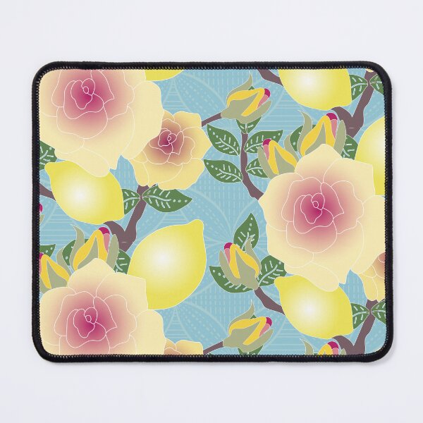 Item preview, Yellow and Pink Roses and Lemons Pattern designed and sold by KateKeoganDesign.