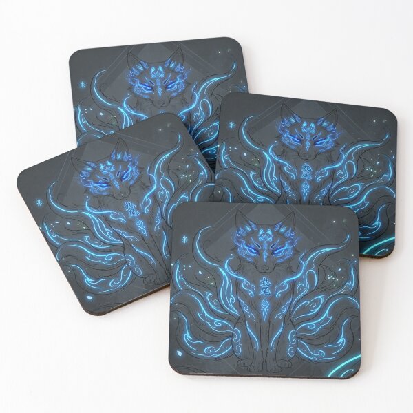 Item preview, Mystic Kitsune Spirit – Blue Neon Flames designed and sold by Neo Tokio.
