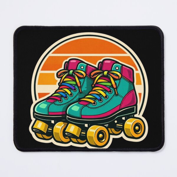 Item preview, Retro Roller Skates — Teal & Magenta Vintage Badge Sticker designed and sold by Timeless Junction.