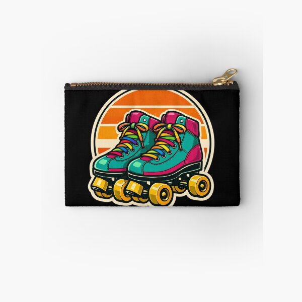 Item preview, Retro Roller Skates — Teal & Magenta Vintage Badge Sticker designed and sold by Timeless Junction.
