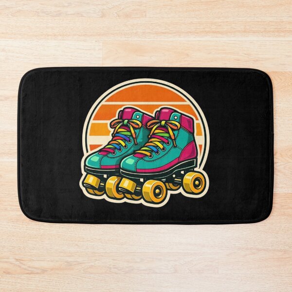 Item preview, Retro Roller Skates — Teal & Magenta Vintage Badge Sticker designed and sold by Timeless Junction.