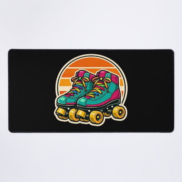 Item preview, Retro Roller Skates — Teal & Magenta Vintage Badge Sticker designed and sold by Timeless Junction.