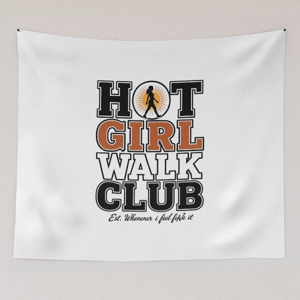 Item preview, Hot Girl Walk Club Typography with Walking Silhouette and Sunburst designed and sold by DariaOltes.
