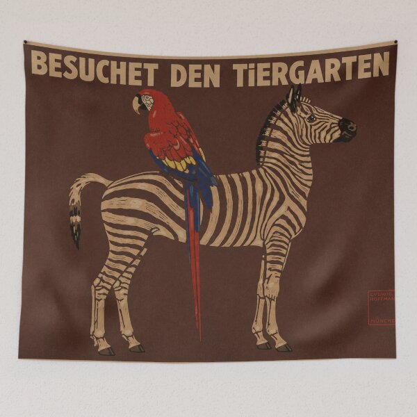 Item preview, Besuchet Den Tiergarten by Ludwig Hohlwein - Vintage Art Nouveau Zoo Poster for Exotic Animal Art Collectors designed and sold by RickE.