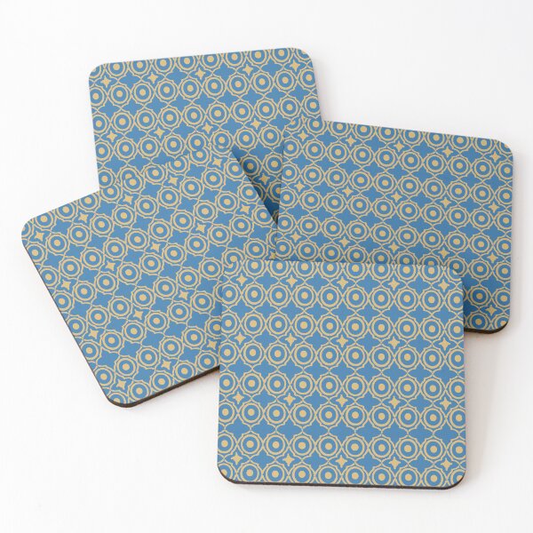 Item preview, Cerulean Blue and Gold Moroccan Geometric Lattice Pattern designed and sold by Art-PraveenRai.