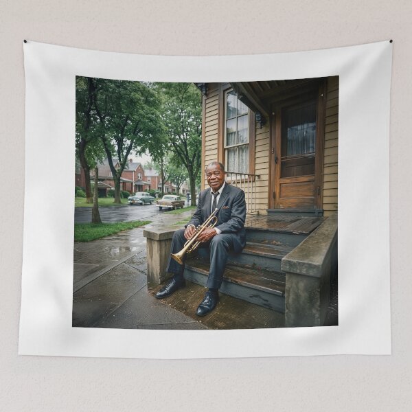 Artikelvorschau, Louis Armstrong Jazz Icon Portrait entworfen und verkauft von Home Decor Art.