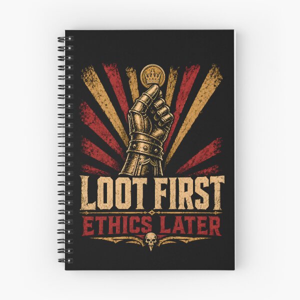 Item preview, Loot First Ethics Later Vintage Knight Gauntlet Graphic designed and sold by Fenay Designs.