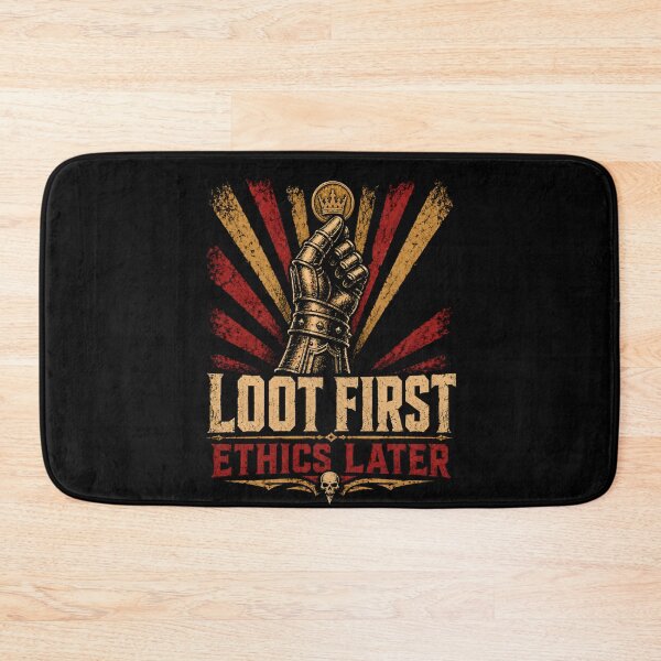Item preview, Loot First Ethics Later Vintage Knight Gauntlet Graphic designed and sold by Fenay Designs.