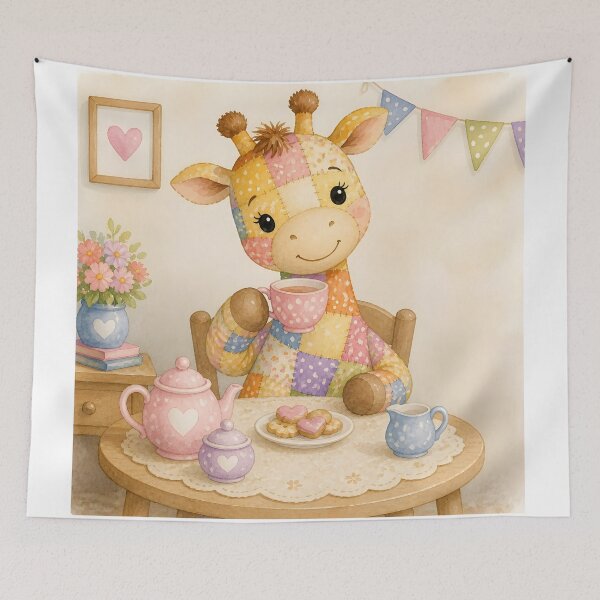 Item preview, Patchwork Giraffe Tea Party designed and sold by Shelley Loewnau-Jones Studio.
