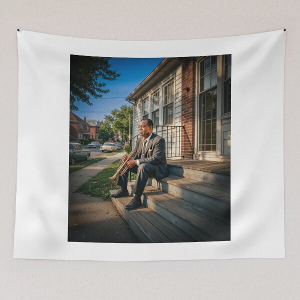Artikelvorschau, Louis Armstrong Jazz Icon Portrait entworfen und verkauft von Home Decor Art.