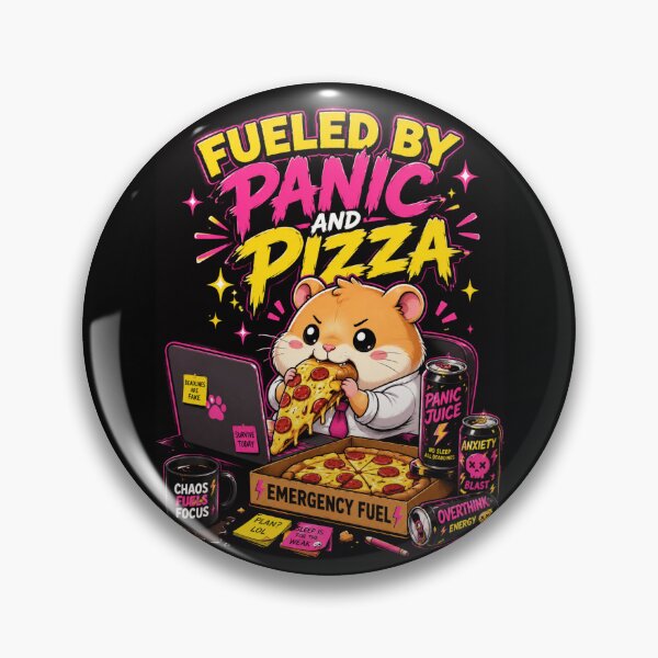 Item preview, Fueled by Panic and Pizza Shirt — Funny Hamster Work Stress Humor Chaos Pizza Lover Gift for Coworkers and Students designed and sold by MaynyStudio.