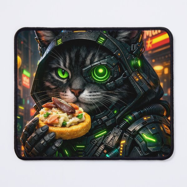 Item preview, Cyberpunk Murcia Cat – Neon Hacker Snack designed and sold by Neo Tokio.