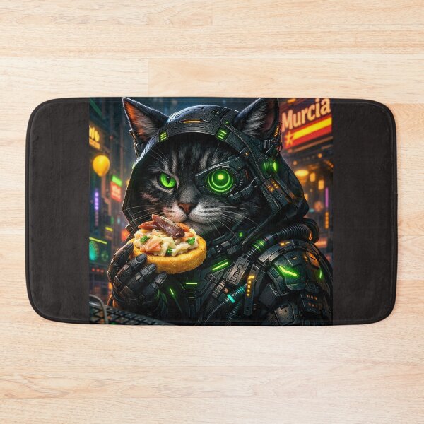 Item preview, Cyberpunk Murcia Cat – Neon Hacker Snack designed and sold by Neo Tokio.