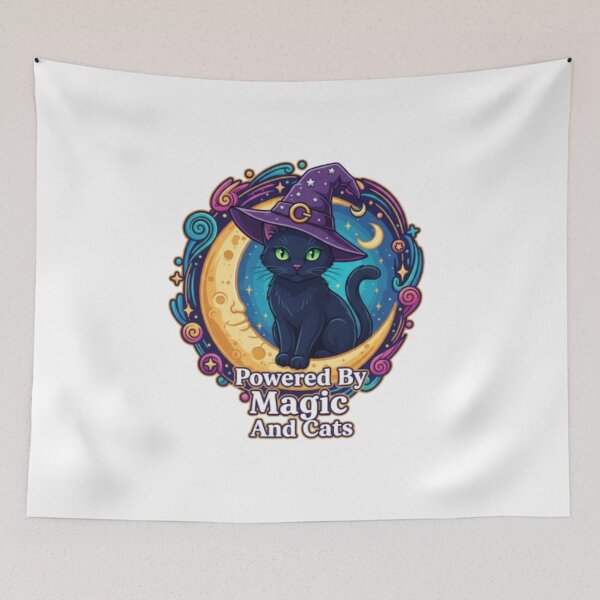 Item preview, Powered By Magic And Cats – Black Cat Witch designed and sold by PixelStyle Studio.